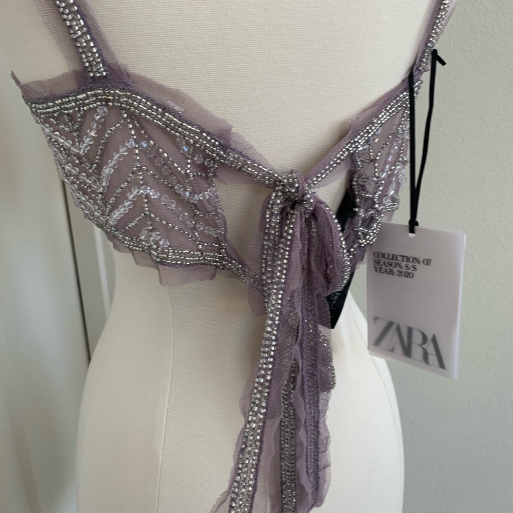 ❌SOLD❌ NWT Zara Limited Edition Tulle Beaded Top - Picture 8 of 11